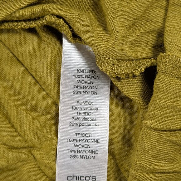 Chicos Top Womens Large Green Velvet Contrast Long Sleeve Casual Lightweight - Picture 5 of 10